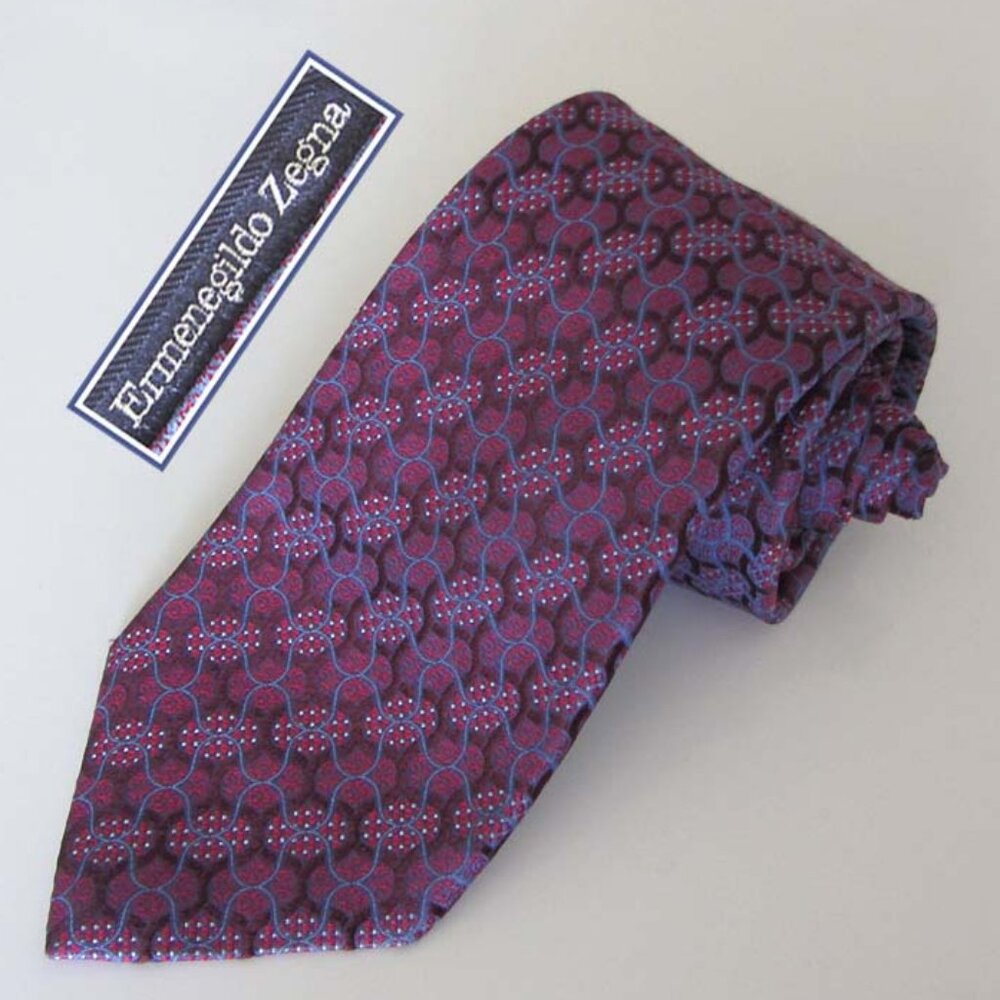 new ERMENEGILDO ZEGNA shimmering mesh patterned silk tie